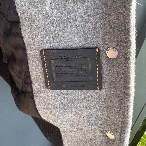 Coach Gray Metallic Patch Wool Varsity Jacket
with Red and White Details - Picture 8 of 14